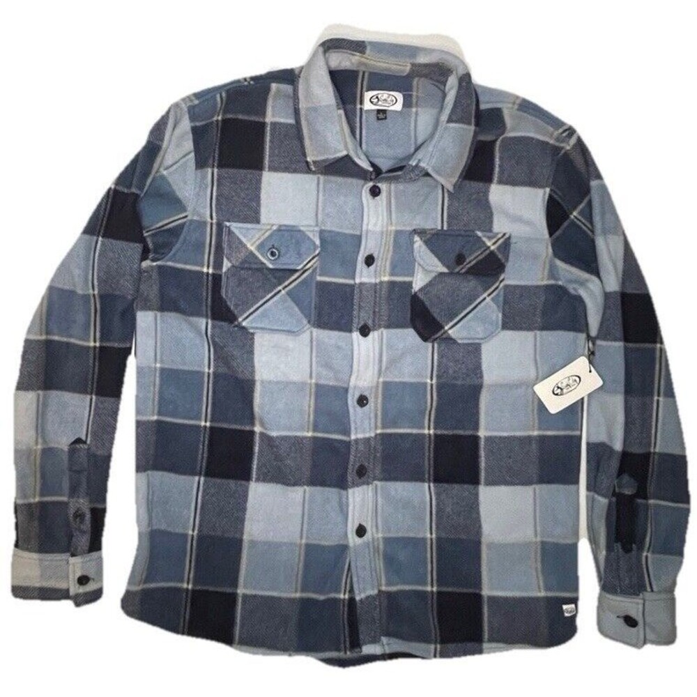 Flannel Shirt Jacket Mens Large Blue Surf City Surf Shop NWT. MSRP $59.99